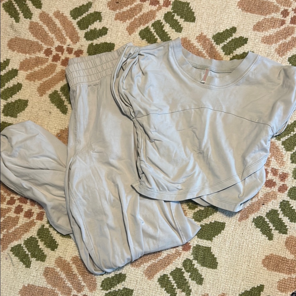 FP Movement Gray Pajama Set Cozy Knit Ensemble